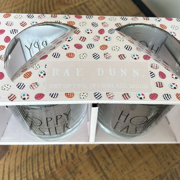 Rae Dunn Hoppy Easter Glass Mugs Set - Picture 3 of 6